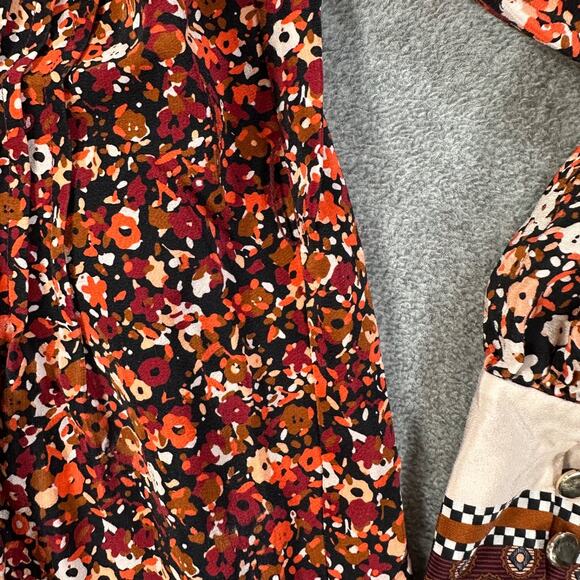 Marie Oliver Catie Midi Dress Size Small Silk Floral Long Sleeve High Neck Pleat - Picture 10 of 13